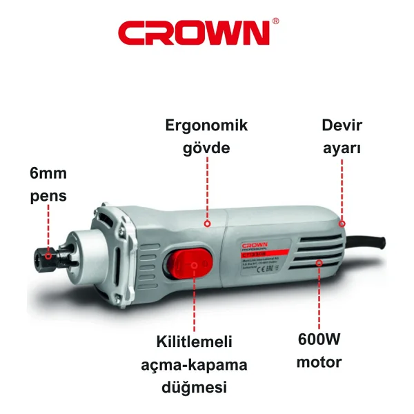 Crown CT13308 600 W Kısa Kalıpçı Taşlama Makinesi - Görsel 10