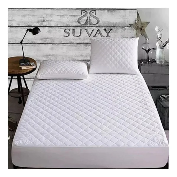 Suvay Kapitone Fitted Yatak Koruyucu Alez 200 x 200 Çift Kişilik Battal Boy Beyaz Renkli Yatak Alezi - Sıvı Geçirmez Değildir! - 200 x 200 cm - Görsel 4
