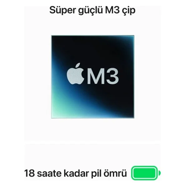MacBook Air M3 16 GB 256 GB SSD 15.3" MC9D4TU/A Uzay Grisi - Görsel 4