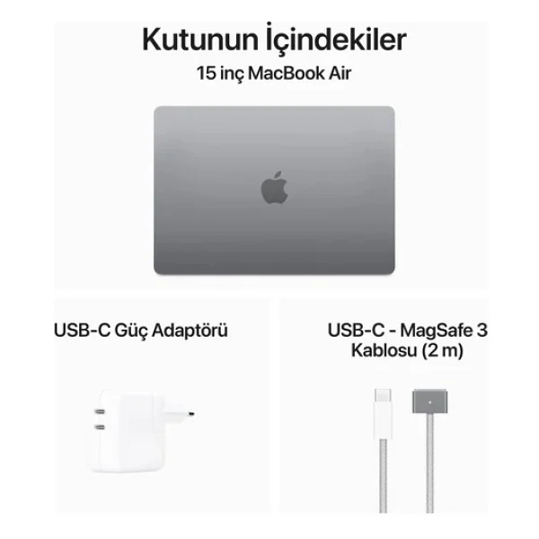 MacBook Air M3 16 GB 256 GB SSD 15.3" MC9D4TU/A Uzay Grisi - Görsel 8