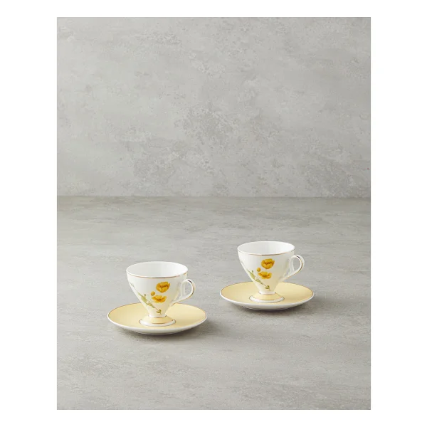 English Home Valentina New Bone China Sarı 2 Kişilik Kahve Fincan Takımı - Görsel 2