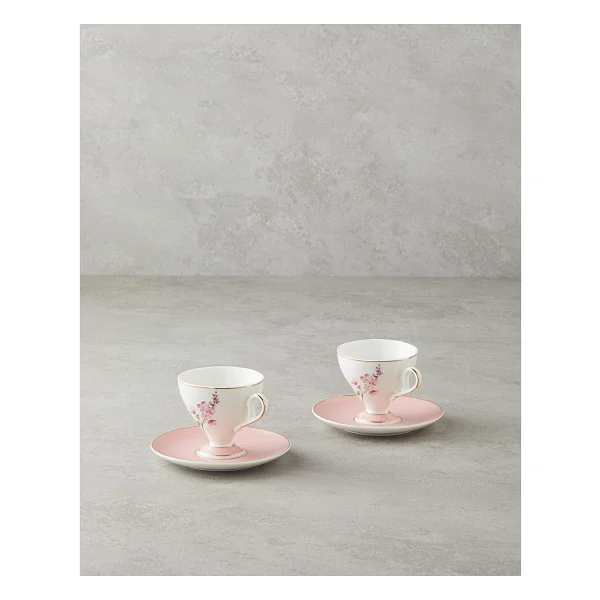English Home Valentina New Bone China Pembe 2 Kişilik Kahve Fincan Takımı - Görsel 2