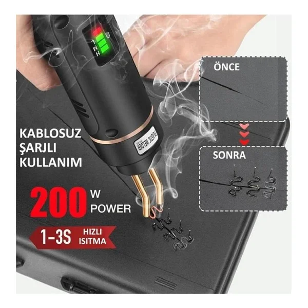 Schulzz 200 Watt 600 Adet Tel 5000 Mah Batarya Desteği Şarjlı Tampon Plastik Parça Tamir Kaynak Makinesi - Görsel 3