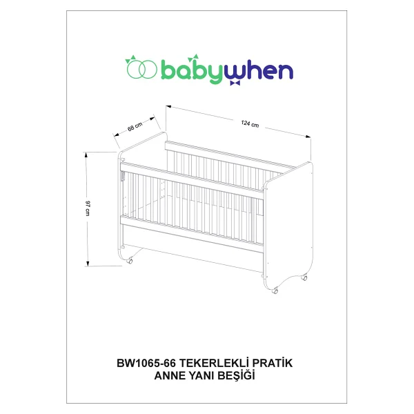 Babywhen BW1066 Pratik Sallanır Tekerlekli Anne Yanı Beşik 60x120 cm - Görsel 7