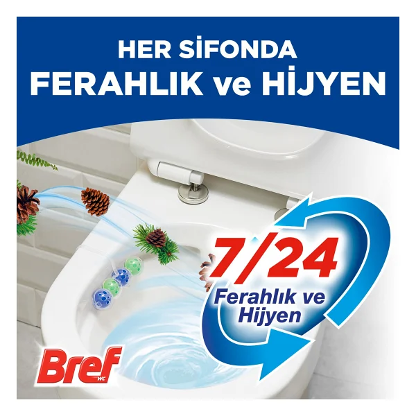 Bref WC Power Active Çam Kir&Kireç Önleyici & Koku Giderici Katı Klozet Temizeme Topu - Görsel 3