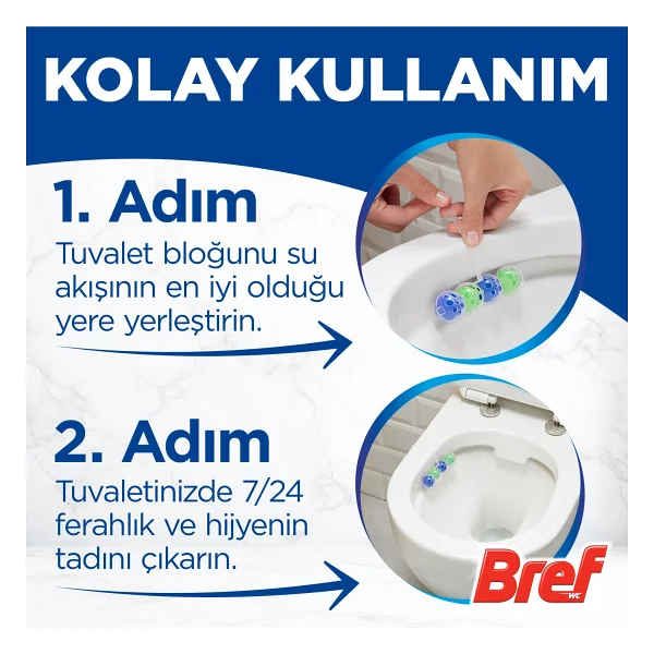 Bref WC Power Active Çam Kir&Kireç Önleyici & Koku Giderici Katı Klozet Temizeme Topu - Görsel 5