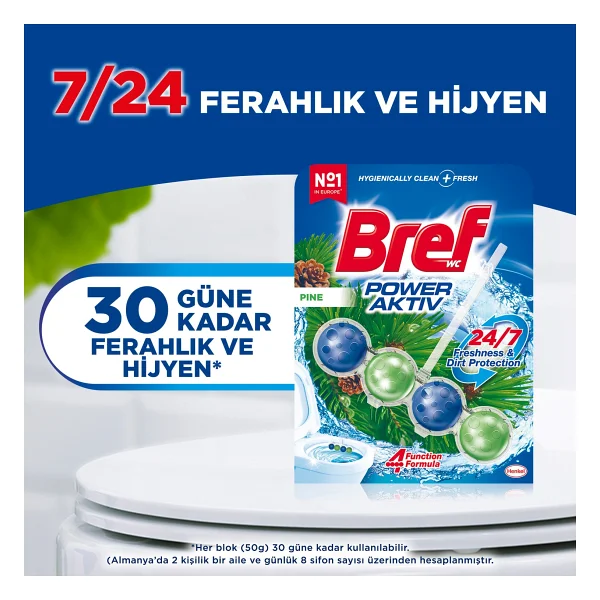 Bref WC Power Active Çam Kir&Kireç Önleyici & Koku Giderici Katı Klozet Temizeme Topu - Görsel 6