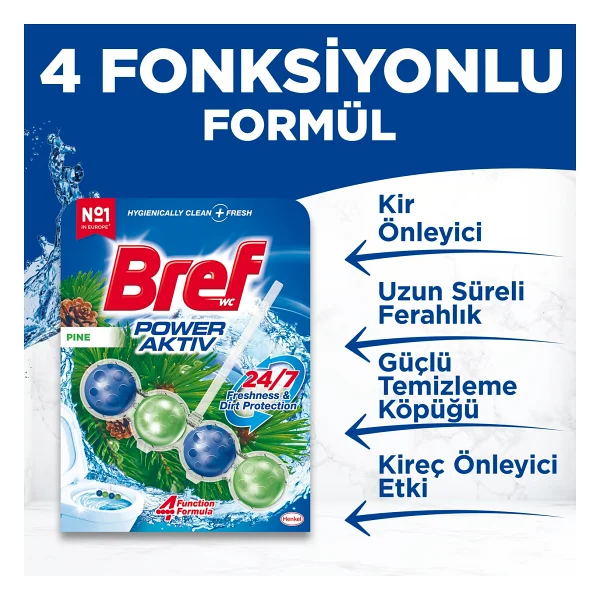 Bref WC Power Active Çam Kir&Kireç Önleyici & Koku Giderici Katı Klozet Temizeme Topu - Görsel 7