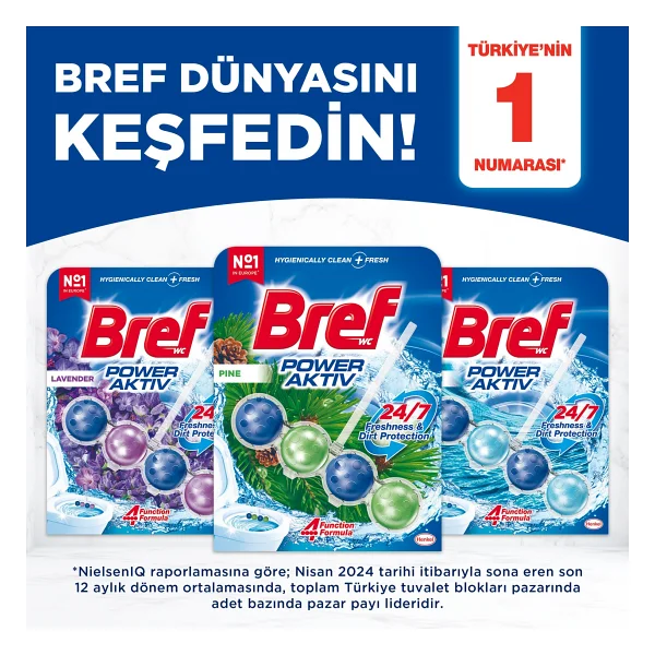Bref WC Power Active Çam Kir&Kireç Önleyici & Koku Giderici Katı Klozet Temizeme Topu - Görsel 8