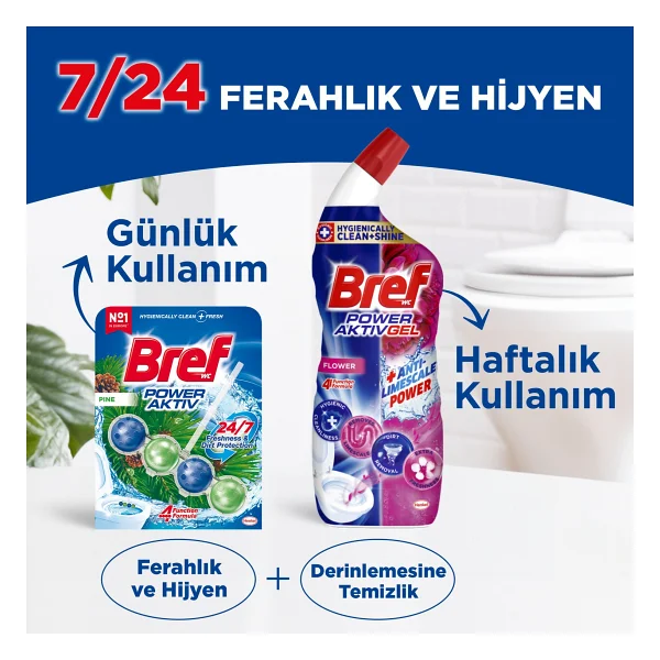 Bref WC Power Active Çam Kir&Kireç Önleyici & Koku Giderici Katı Klozet Temizeme Topu - Görsel 9