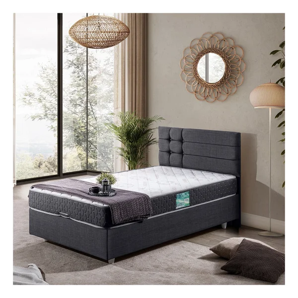 Setay Viyana Tek Kişilik Baza Başlık Comfort Yatak Seti - Antrasit - 90 x 190 cm - Görsel 6