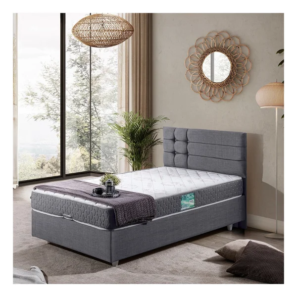 Setay Viyana Tek Kişilik Baza Başlık Comfort Yatak Seti - Antrasit - 90 x 190 cm - Görsel 7