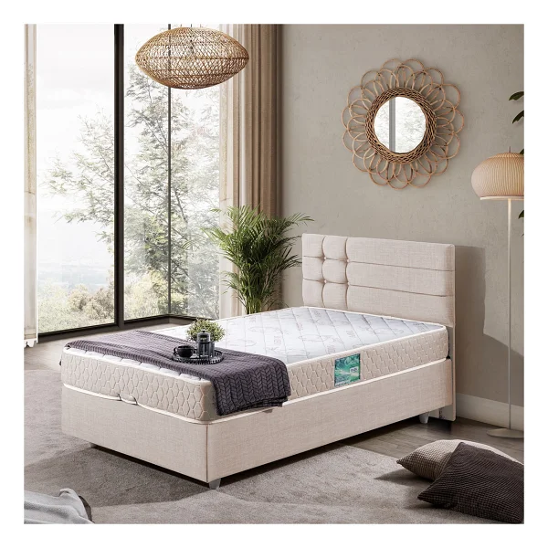 Setay Viyana Tek Kişilik Baza Başlık Comfort Yatak Seti - Antrasit - 90 x 190 cm - Görsel 9