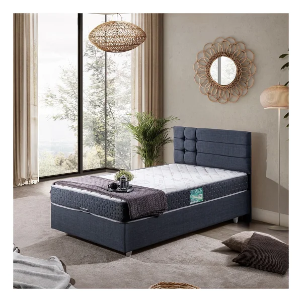 Setay Viyana Tek Kişilik Baza Başlık Comfort Yatak Seti - Antrasit - 90 x 190 cm - Görsel 8