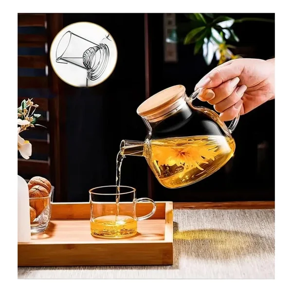 Bambu Kapakli Borosilikat Cam Demlik 1000Ml Royaleks-Cm-2000 - Görsel 5