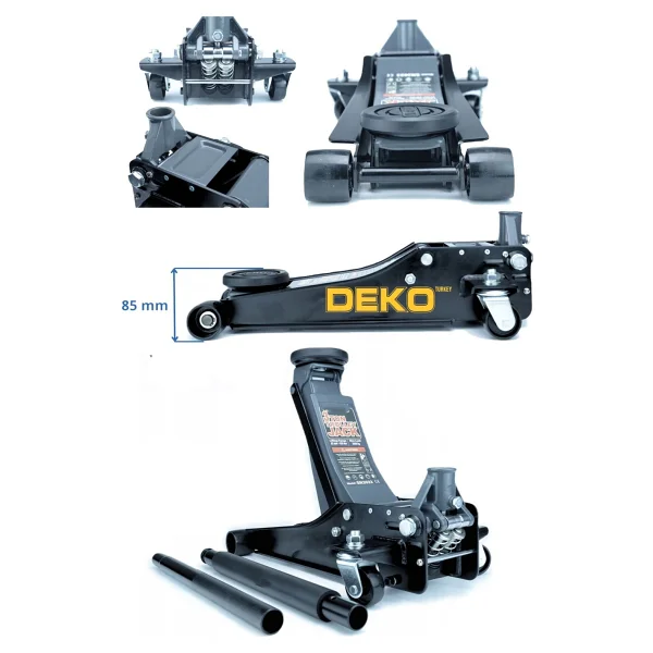 Deko Güçlendirilmiş Çift Çelik Piston Oto Garaj Krikosu - Alçak Şase Araç Krikosu 47 cm Max - Görsel 2