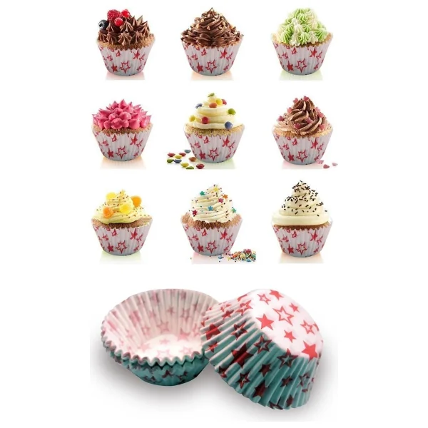 100 Adet Muffin Cupcake Kagidi, Renkli Kagit Muffin Kek Kalibi 100Adet Kek Kalibi - Görsel 2