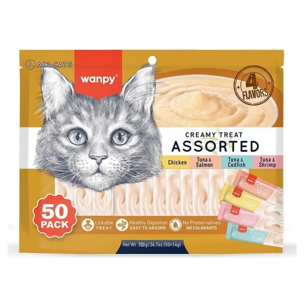 Wanpy Karışık 4 Lezzetli 50x14 gr Krema Kedi Ödül Maması - Görsel 5