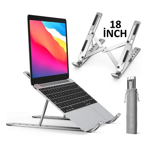 Fibaks Alüminyum Ayarlı Laptop Macbook Notebook iPad Tablet Yükseltici Tutucu Standı - Görsel 6