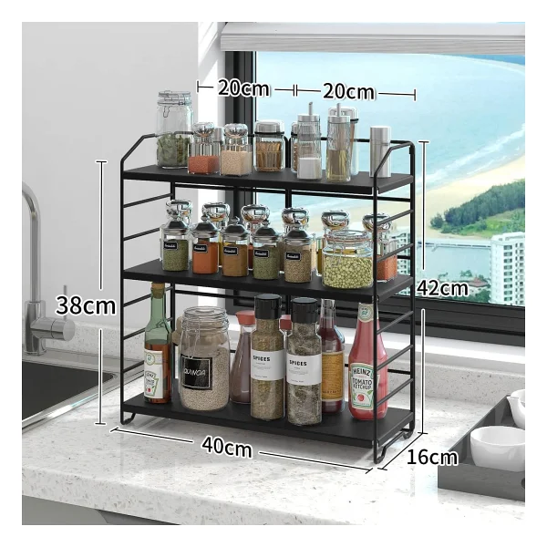 Decorelax Ayarlanabilir Raflı 40CM Baharatlık, Organizer, Düzenleyizi Tezgahüstü Banyo, Mutfak, Ofis Model-1 Siyah - Görsel 6