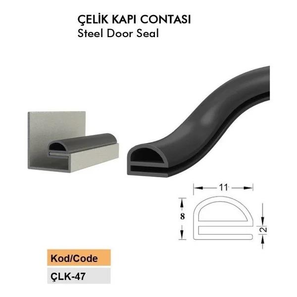 Contacall Çelik Kapı Fitili Çelik Kapı Contası Geçmeli Eşik Fitili 6 Metre Siyah - Görsel 3
