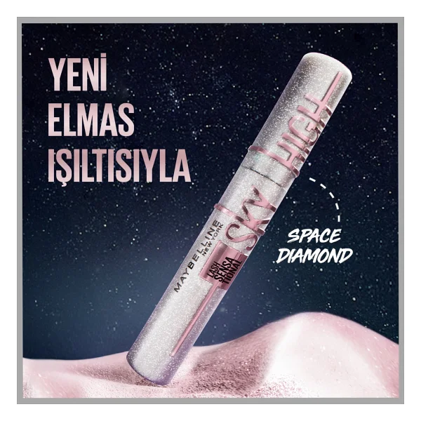 Maybelline New York Lash Sensational Sky High Space Diamond Hacim Maskarası 10 ml - Elmas Işıltılı, Hassas Gözler İçin - Renkli - Görsel 3