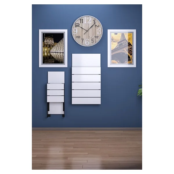 Moka Park AVM Tabureli Duvara Monte Açılır Kapanır Metal Ayaklı Dikdörtgen 2 Kişilik Mutfak Masası Yemek Masası - Beyaz - Görsel 4