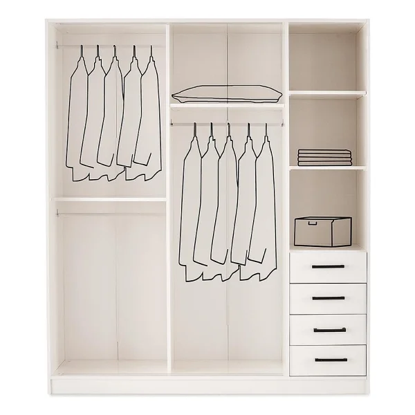Erezoğulları Mobilya Damla Beyaz Modern Sürgülü Aynalı Elbise Dolabı Gardrop 180 x 60 x 210 cm - Görsel 2