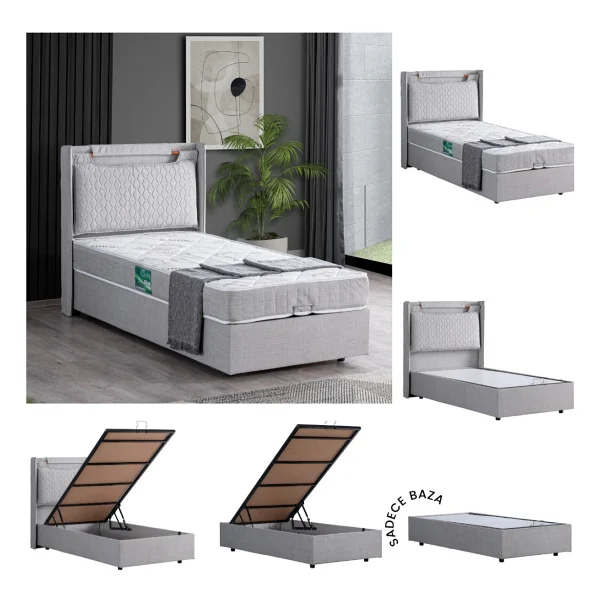 Setay Zagreb Tek Kişilik Mdf Baza - Açık Gri (Başlık-Yatak Hariç) - 90 x 190 cm - Görsel 5