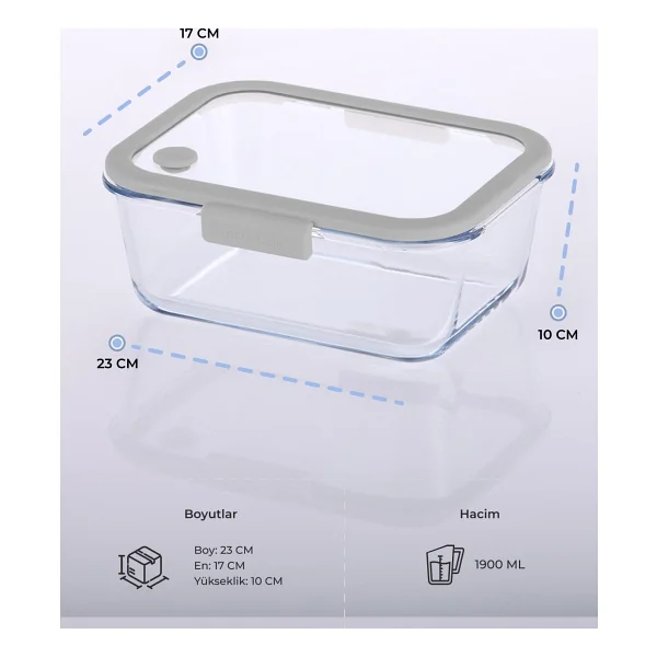 Neoflam Fika Glace 1200 ml Cam Saklama Kabı - Görsel 2