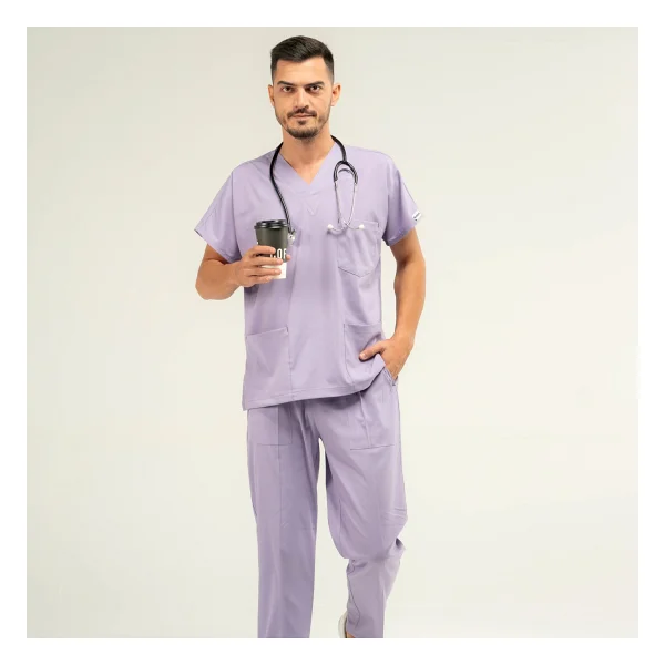 Boskami Medikal Core Flex Lüks Likralı Unisex Medikal Lila Alt Üst Takım Doktor Hemşire Scrubs - XS - Görsel 2