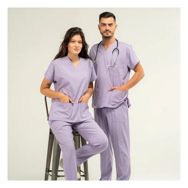 Boskami Medikal Core Flex Lüks Likralı Unisex Medikal Lila Alt Üst Takım Doktor Hemşire Scrubs - XS - Görsel 3