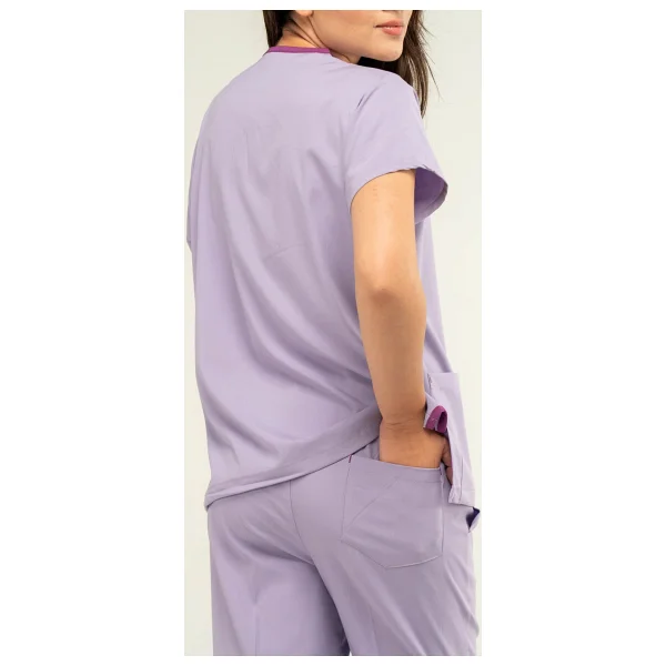 Boskami Medikal Core Flex Lüks Likralı Unisex Medikal Lila Alt Üst Takım Doktor Hemşire Scrubs - XS - Görsel 4