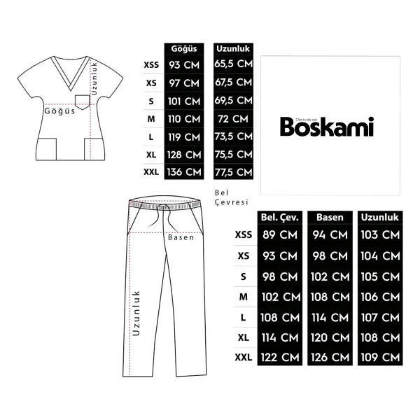 Boskami Medikal Core Flex Lüks Likralı Unisex Medikal Lila Alt Üst Takım Doktor Hemşire Scrubs - XS - Görsel 5