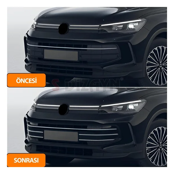 S-Dizayn Vw Tiguan 3 Krom Ön Tampon Çıtası 6 Prç. 2024 Üzeri A+ Kalite - Görsel 5