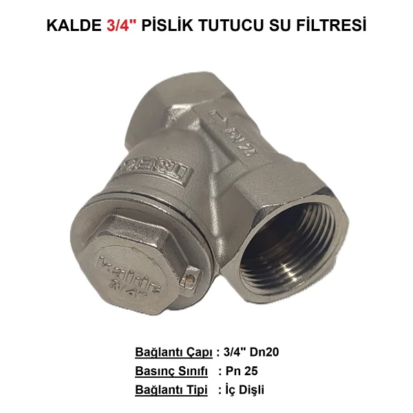Kalde 3/4" Sarı / Krom Pislik Tutucu Su Filtresi DN20 - Threaded Strainer - DN20 - 3/4" - 1 Adet - Görsel 2