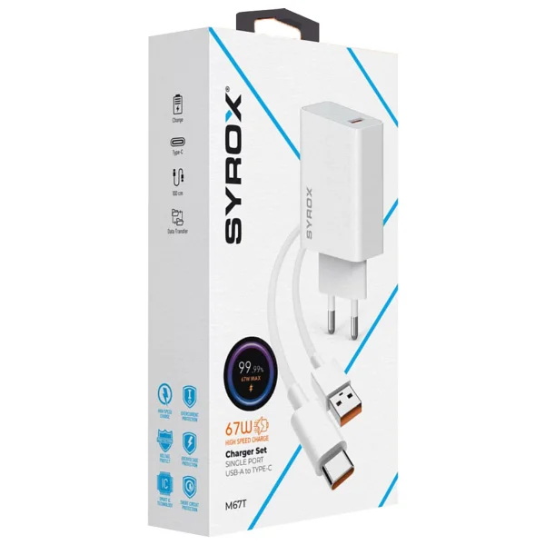 Syrox M67T 67 W Type-C Kablolu Hızlı Şarj Aleti - Görsel 3