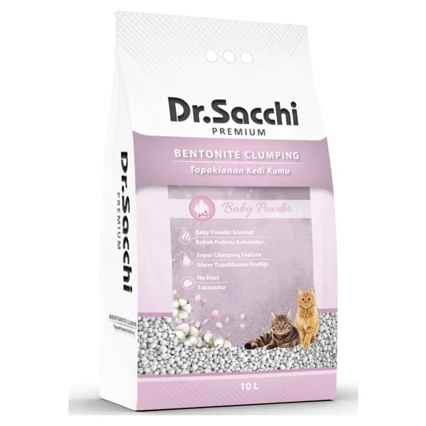 Dr. Sacchi Bebek Pudrası Kokulu 10 lt Bentonit Kedi Kumu - Görsel 2