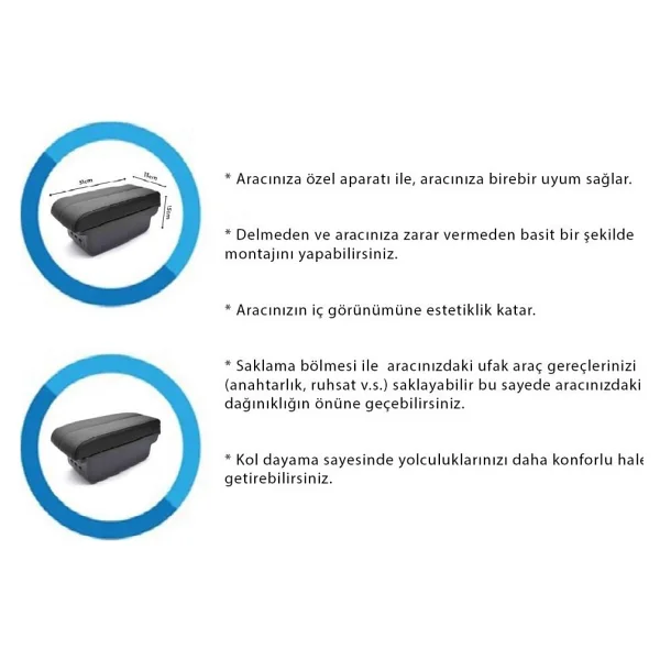 Techmaster Kol Dayama Kolçak 2009-2014 Ford Fiesta İçin Delmesiz Vidasız Kolçak Siyah Renk - Görsel 4