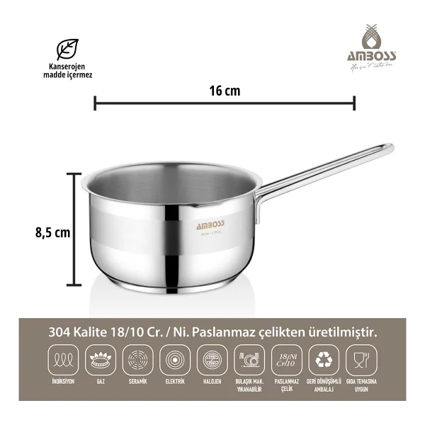 Amboss 2'li 16-18 cm Çelik Mama Seti - Görsel 6