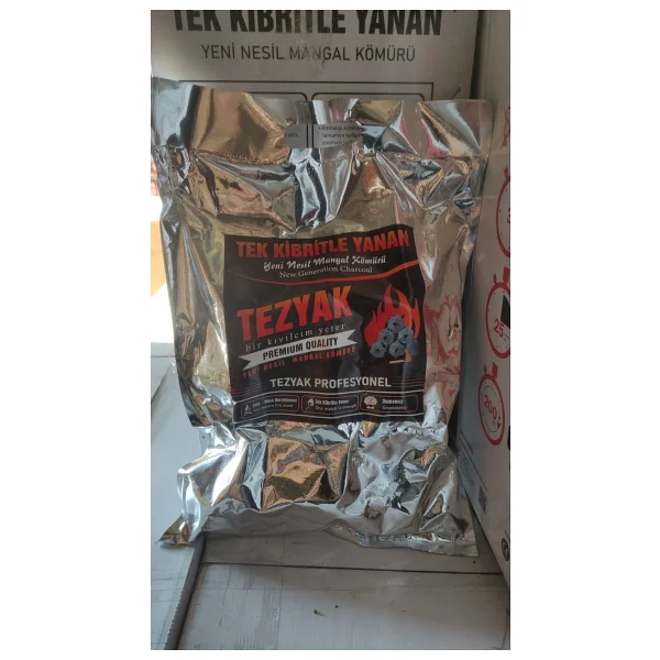Tezyak Profesyonel Tek Kibritle Yanan Yeni Nesil Mangal Kömürü (2 Kg) - Siyah - 1 Adet - Görsel 5