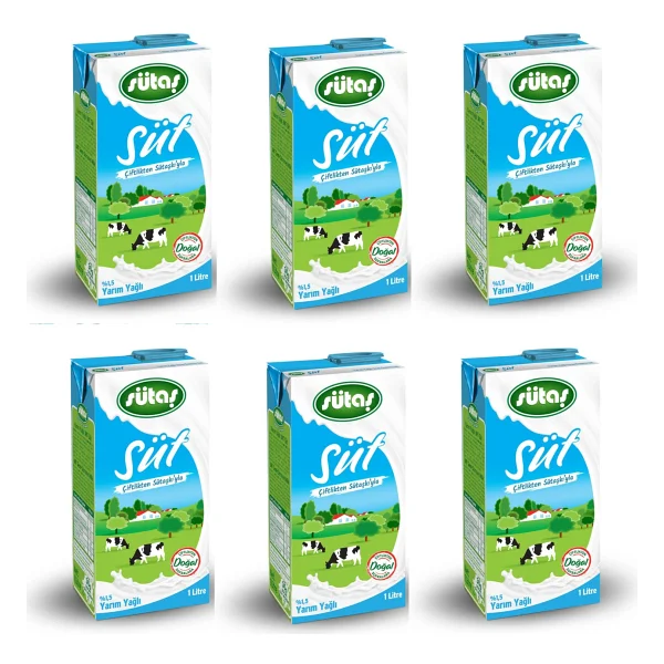 Sütaş Yarım Yağlı 1 lt 6'lı Paket Süt - Görsel 3