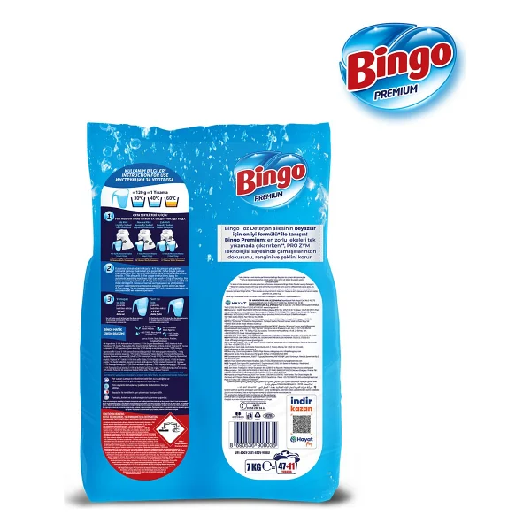 Bingo Matik Premium Beyazlar için 7 kg Toz Deterjan - Görsel 3