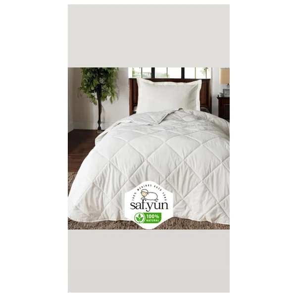 Safyün Saf Yün Marka %100 Merinos Kuzu Yünü Yıkanabilir Tek Kişilik Yün Yorgan Tek Kişilik - 155 x 215 cm - Beyaz - Görsel 3
