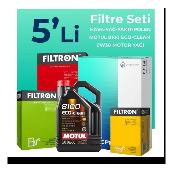 Filtron Fiat EGEA 1.6 Dizel Filtre Bakım Seti Motul Motor Yağlı (2015-2023) 5 Li - Görsel 2