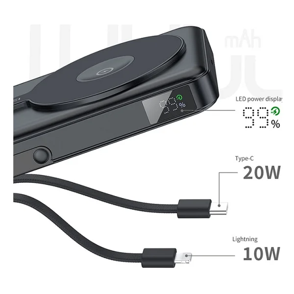Recci RPB-W27 Siyah 10000 mAh Hızlı Şarj MagSafe Powerbank - Görsel 3