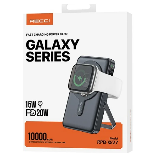 Recci RPB-W27 Siyah 10000 mAh Hızlı Şarj MagSafe Powerbank - Görsel 5