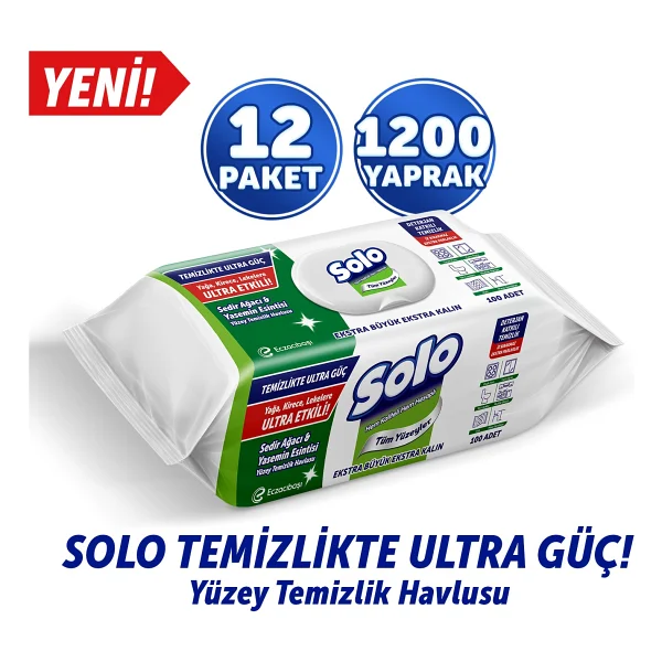 Solo Sedir Ağacı & Yasemin Esintisi Yüzey Temizlik Havlusu 100 Yaprak 12'li - Görsel 8