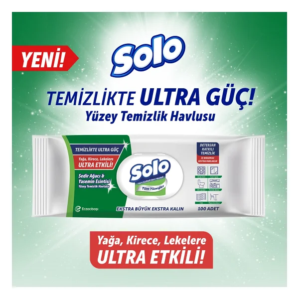 Solo Sedir Ağacı & Yasemin Esintisi Yüzey Temizlik Havlusu 100 Yaprak 12'li - Görsel 4