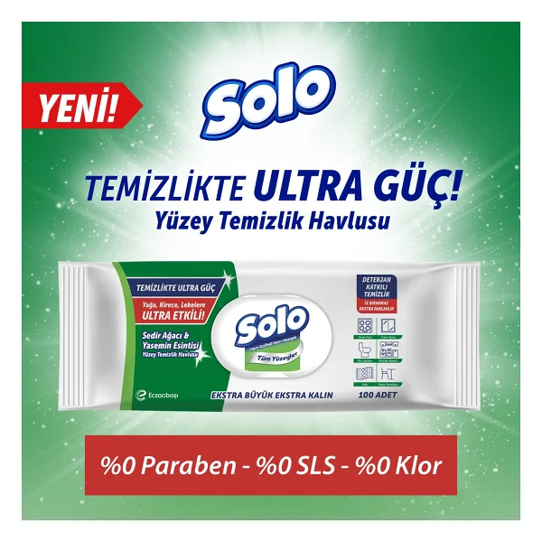 Solo Sedir Ağacı & Yasemin Esintisi Yüzey Temizlik Havlusu 100 Yaprak 12'li - Görsel 3